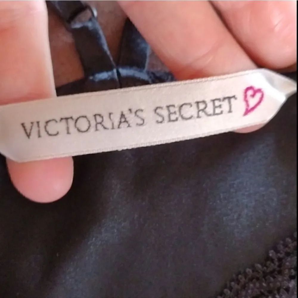 Victoria's Secret VTG 90s Black Satin Strappy Lace Top Mini Slip Dress Large - Picture 12 of 15